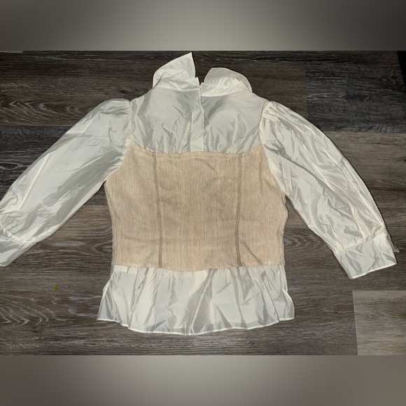 Boho White Blouse With Cream Corset - Size Small/Medium - Picture 4 of 5